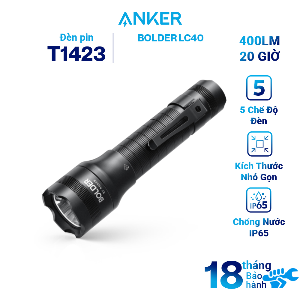 Đèn Pin Anker Bolder LC40 - T1423 - Hàng Chính Hãng