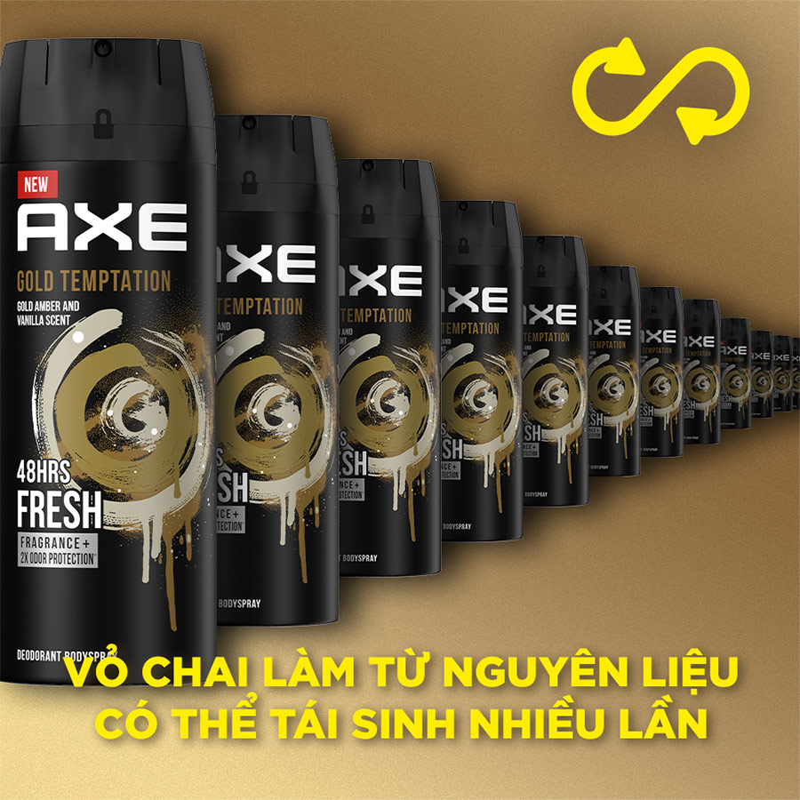 Xịt nước hoa toàn thân Axe Khử mùi cho nam Hương thơm nồng ấm tinh tế từ hổ phách vàng và vanilla 135ml