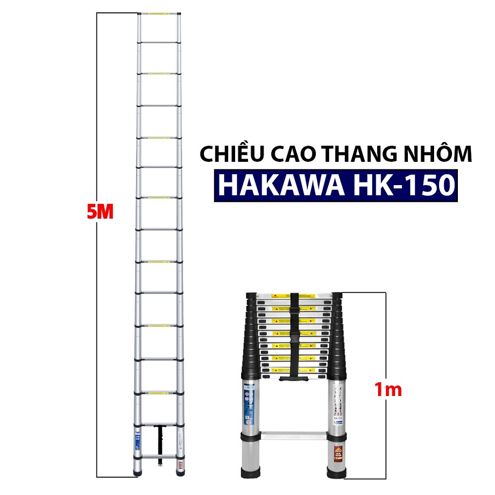 Thang nhôm rút đơn Nhật Bản HAKAWA HK150 ( 5M ) - Phân phối chính hãng - Nhỏ gọn tiện lợi