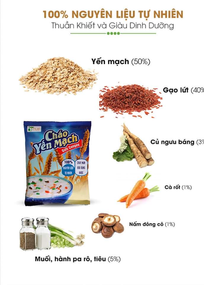 Cháo yến mạch gạo lứt TÂM MINH FOODS 50g ăn liền gói dinh dưỡng tiện lợi