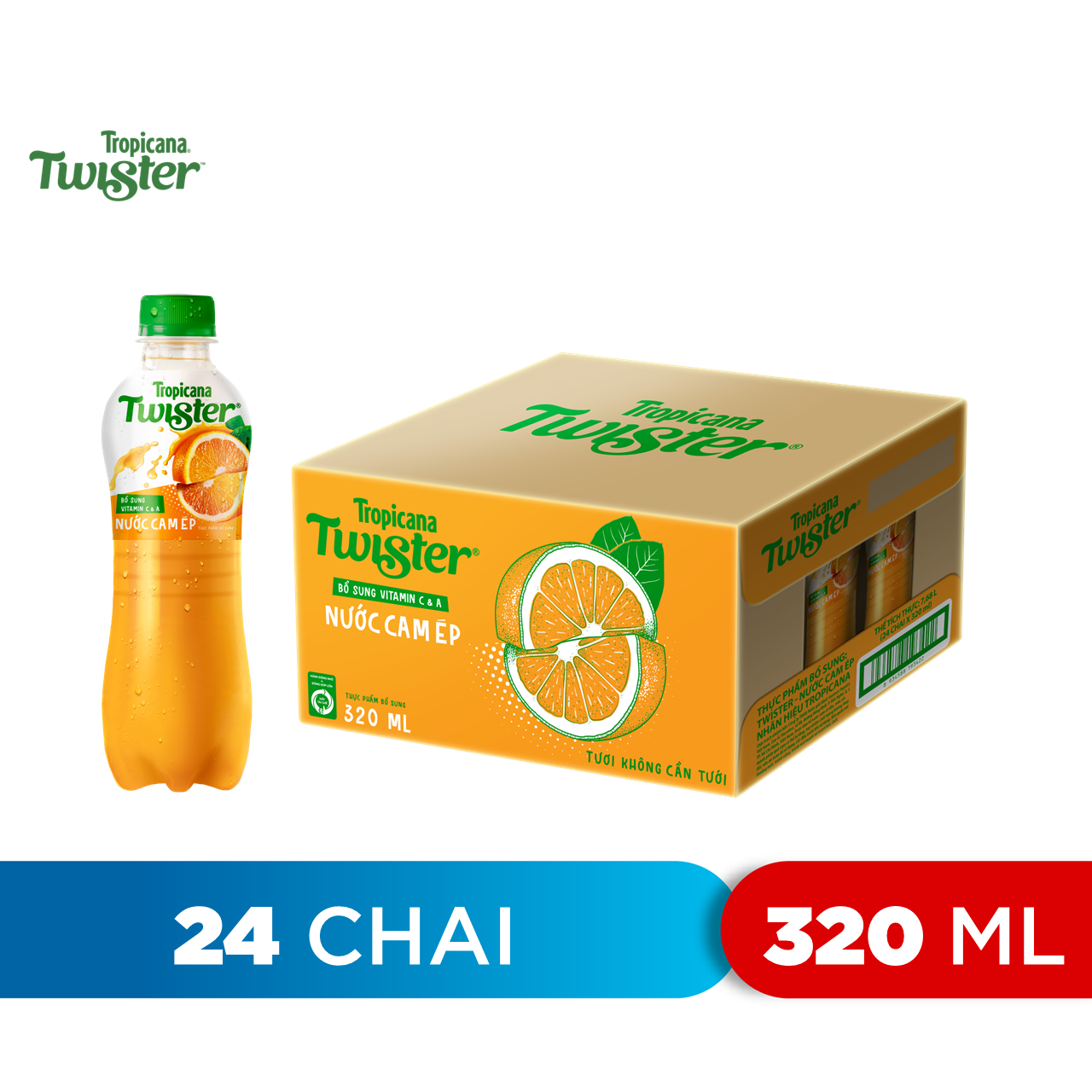 Thùng 24 Chai Nước Giải Khát Twister Cam 320ml