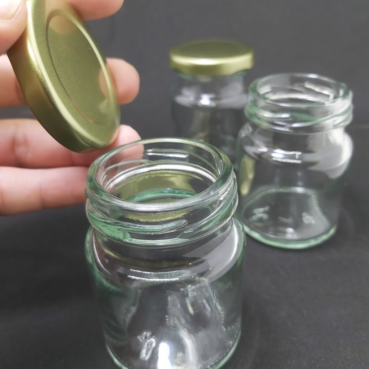 Combo 8 hũ thủy tinh 70ml nắp thiếc vàng vặn - hủ nhỏ đựng tổ yến chưng, dầu dừa, gia vị