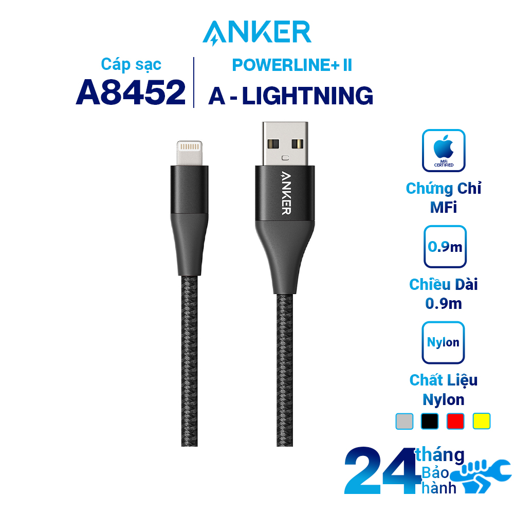 Hình ảnh Dây Cáp Sạc Lightning Cho iPhone Anker Powerline+ II 0.9m (Không Kèm Bao Đựng) - A8452 - Hàng Chính Hãng