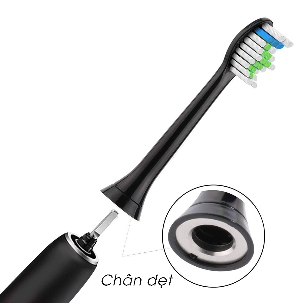 Bộ 4 đầu bàn chải đánh răng điện HX-6064 màu đen cho máy Philips Sonicare HX3, HX6, HX7, HX8, HX9, R, FlexCare +, FlexCare, HealthyWhite, HydroClean, EasyClean, DiamondClean