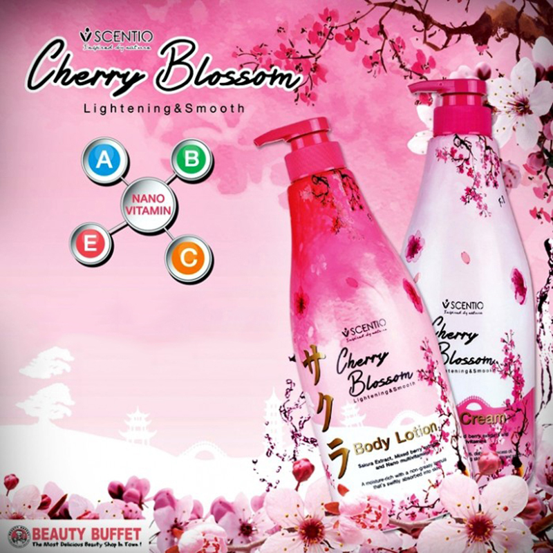 Kem Dưỡng Thể Dưỡng Ẩm Làm Sáng Và Mịn Da Scentio Cherry Blossom 700ml