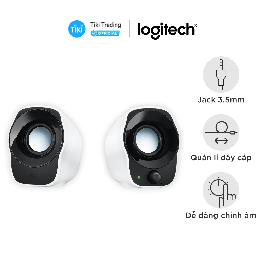 Loa âm thanh nổi có dây Logitech Z121 - Kết nối jack 3.5mm và USB-A, điều chỉnh độ dài dây ở mặt sau, nhỏ gọn, phù hợp PC/ Laptop - Hàng chính hãng