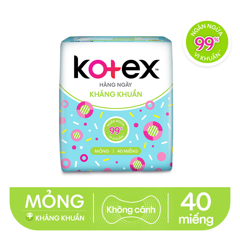 Combo Băng Vệ Sinh Kotex hằng ngày kháng khuẩn 40 miếng + Thảo dược SMC 8 miếng + Mini Meow SMC 8 miếng