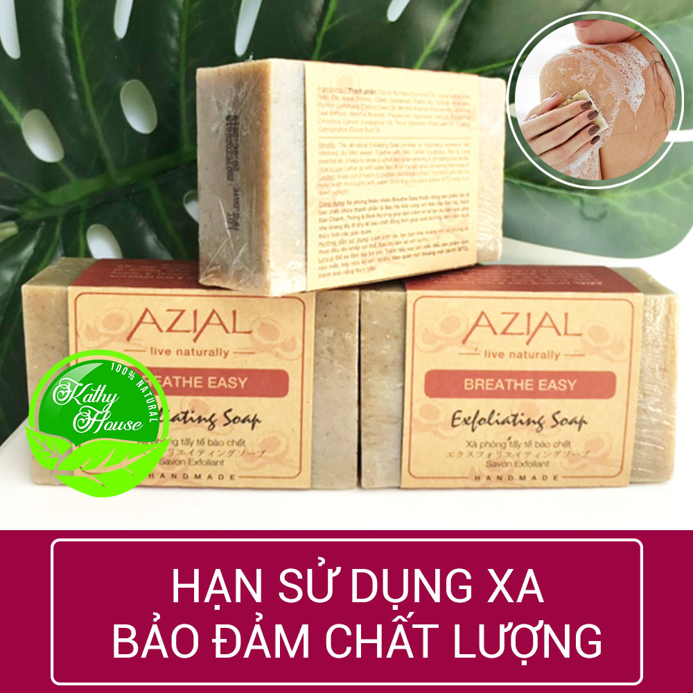 Xà phòng tắm tẩy tế bào chết AZIAL Breathe Easy Exfoliating Soap, 100% thiên nhiên, phù hợp với mọi loại da