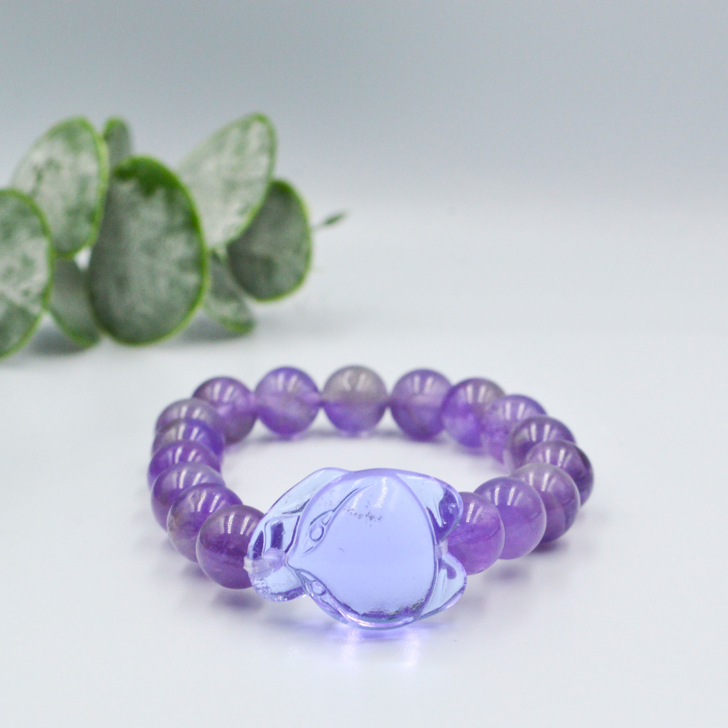 Vòng Tay Hồ Ly Baby Topaz Tím Phối Thạch Anh Tím