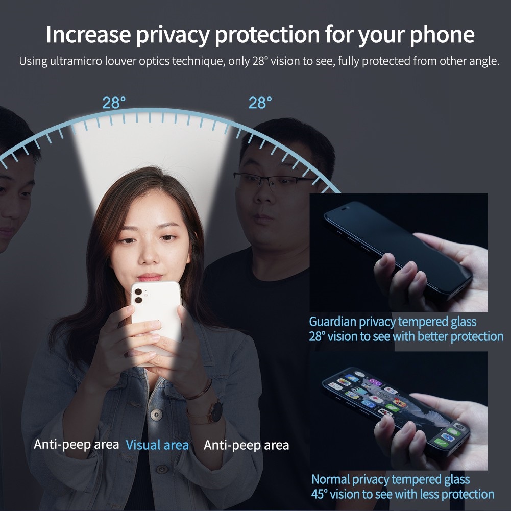 Kính cường lực chống nhìn trộm Nillkin Amazing Guardian dùng cho máy Iphone 12/12 Pro (6.1) - 12 Pro Max (6.7) - Hàng chính Hãng.