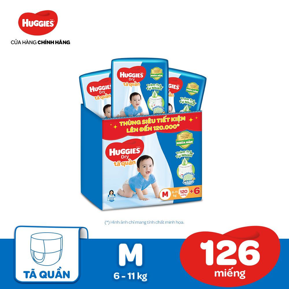 Tã quần Huggies Dry Tràm Trà Tự Nhiên MEGA JUMBO