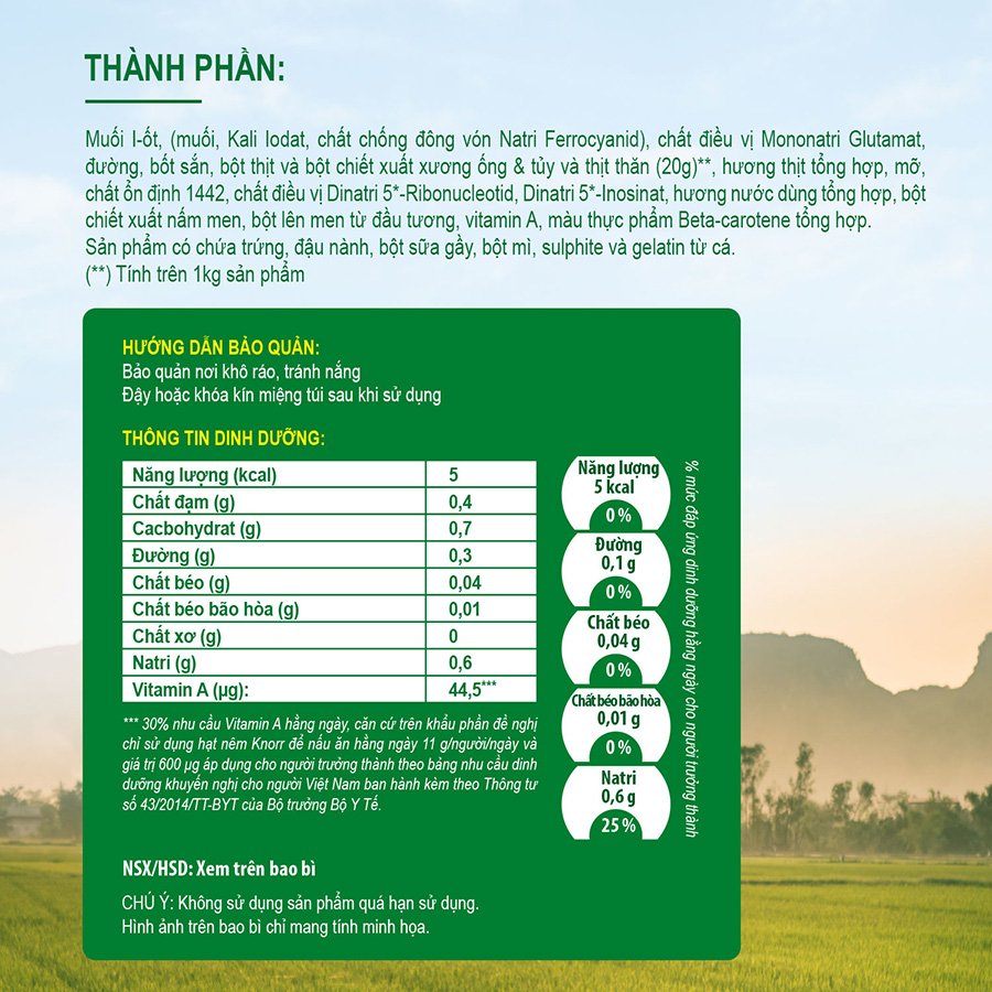 Hạt nêm KNORR thịt thăn - xương ống và tủy 900g (gói) - [8934707029182]