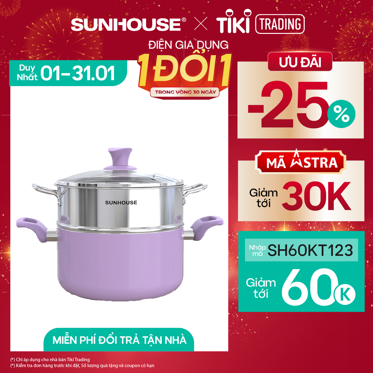 Bộ nồi xửng đáy từ Violet Sunhouse VI115-24