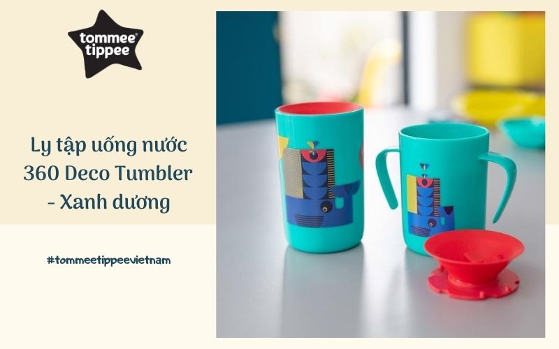 Ly tập uống nước Tommee Tippee 360 Deco Tumbler từ 12 tháng - Xanh cổ vịt