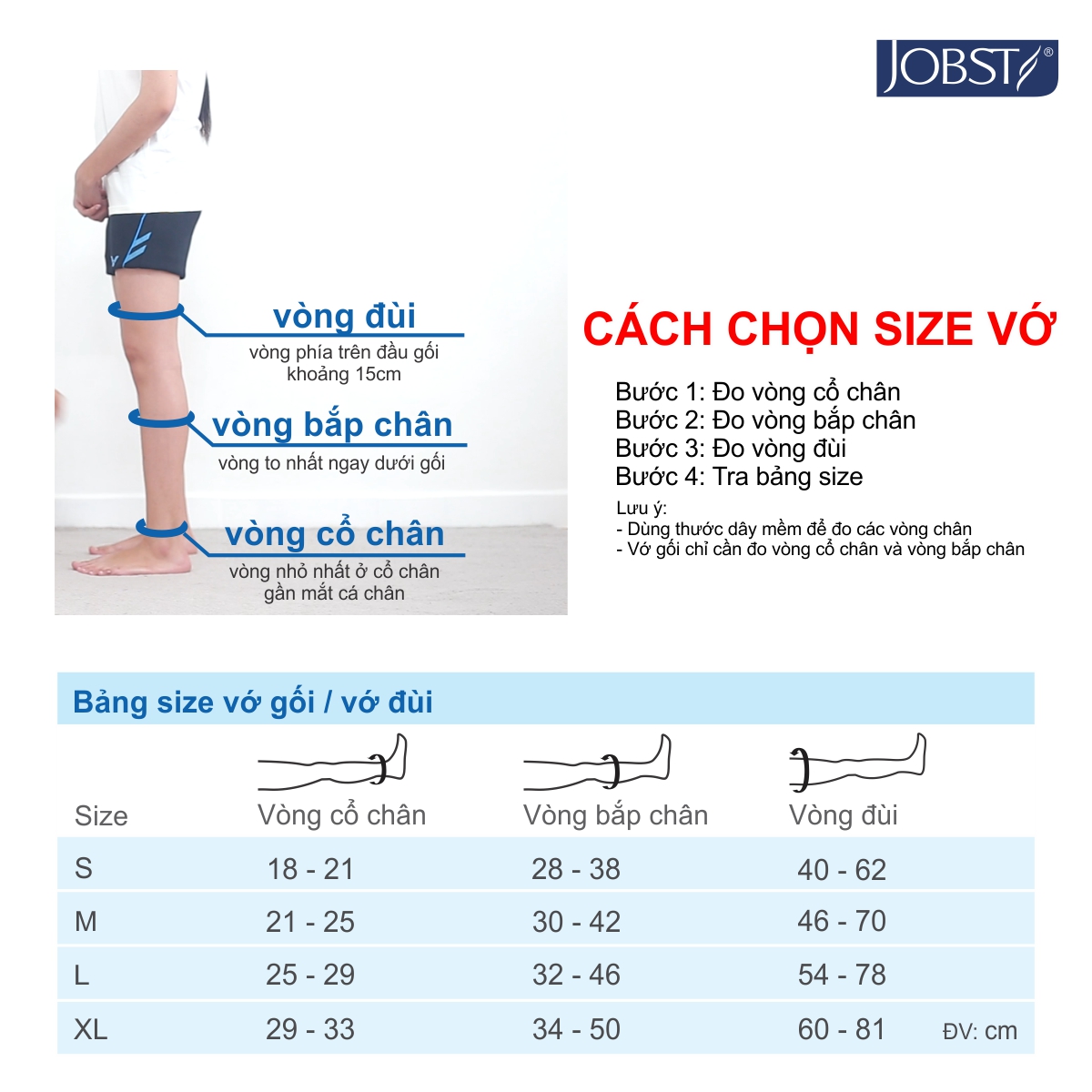 Vớ/tất y khoa JOBST Opaque - Mỏng Hỗ Trợ Điều Trị giãn tĩnh mạch chân, 20-30 mmHg (vớ gối)