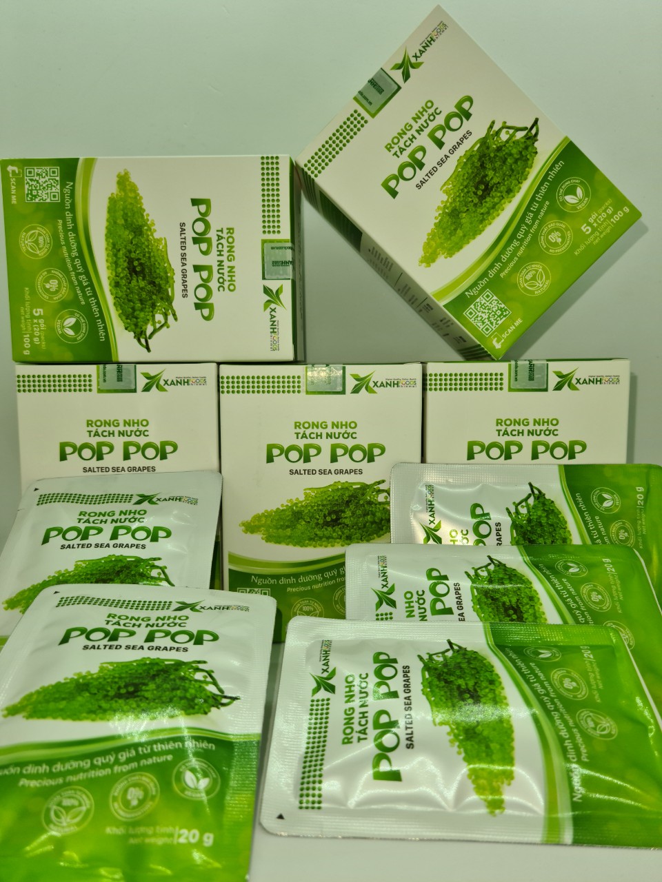 Rong nho tách nước POP POP Hộp 100 g ( 05 gói x 20 g)