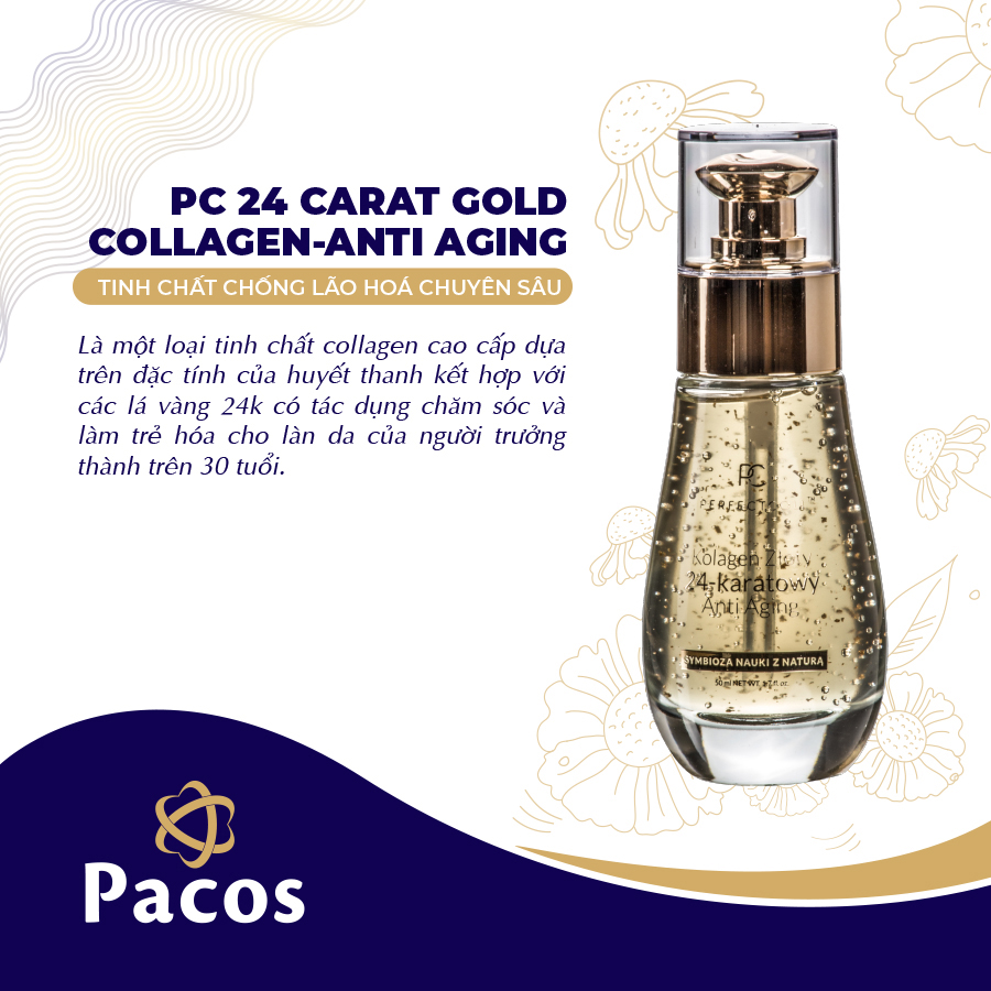 TINH CHẤT TRẺ HÓA VÀ CHỐNG LÃO HÓA DA - PC COLLAGEN GOLD 24K ANTI AGING