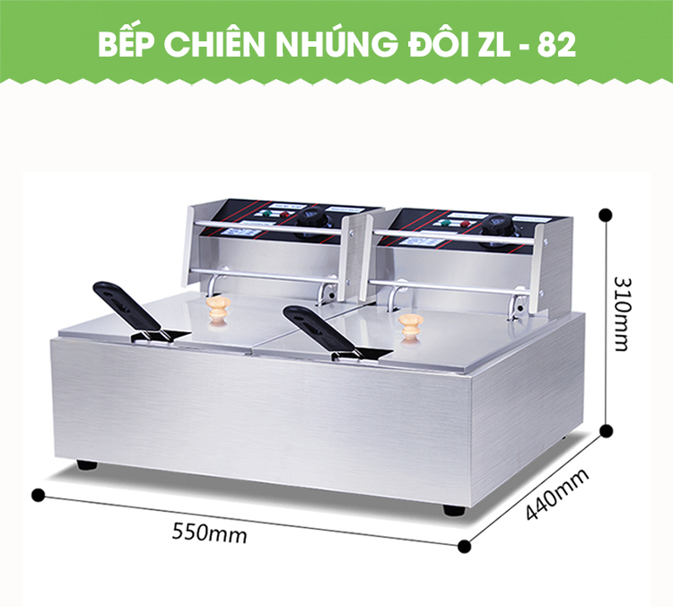 Bếp Chiên Nhúng Đôi Công Nghiệp Đa Năng ZL82, Dung Tích 11L