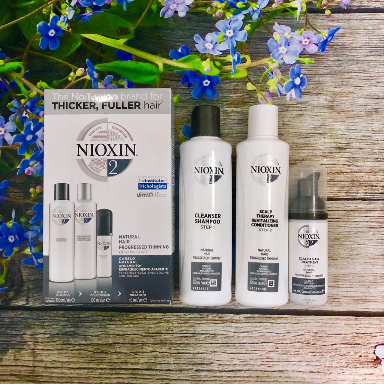 Bộ dầu gội xả Nioxin 2 Natural Hair Progressed Thinning Travel Kit Cho tóc tự nhiên có dấu hiệu thưa rụng Mỹ 150ml