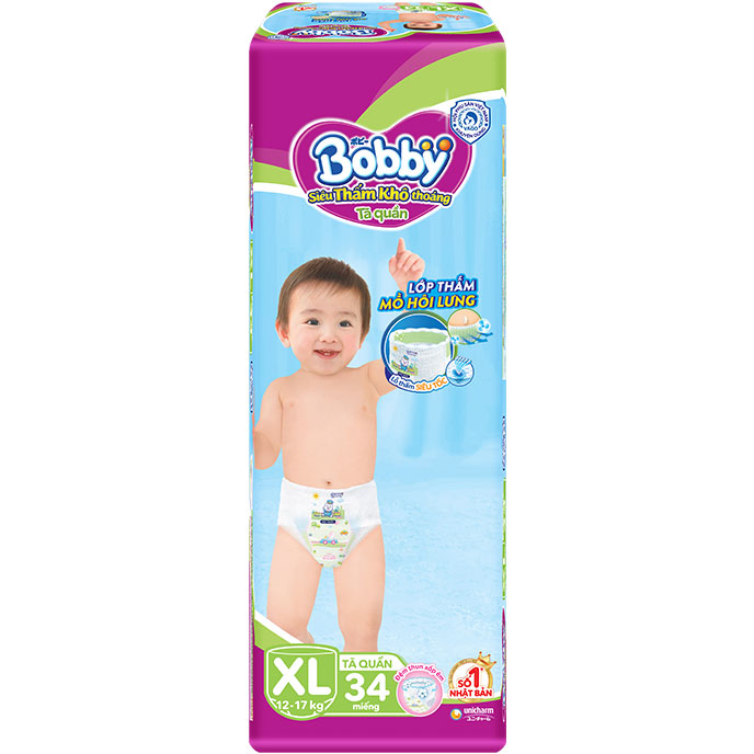 Tã Quần Bobby Siêu Thoáng XL34 (34 Miếng)