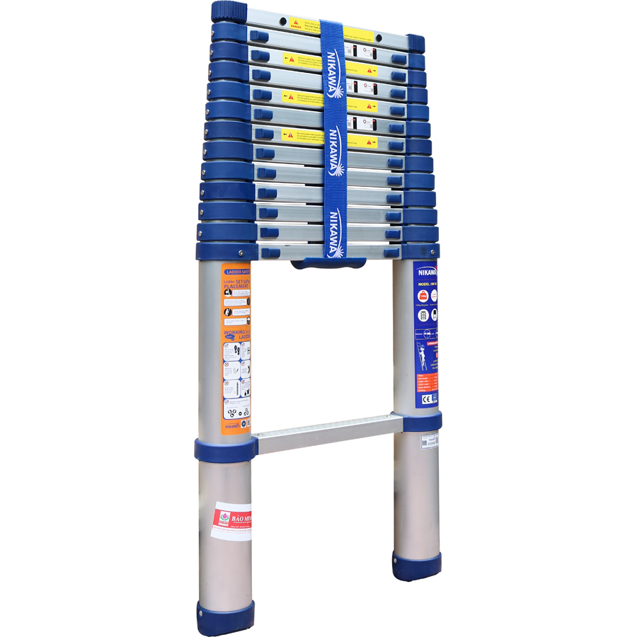 Thang Nhôm Rút đơn Nikawa NK-38 - 13 Bậc - 3.8 Mét - Màu Xanh