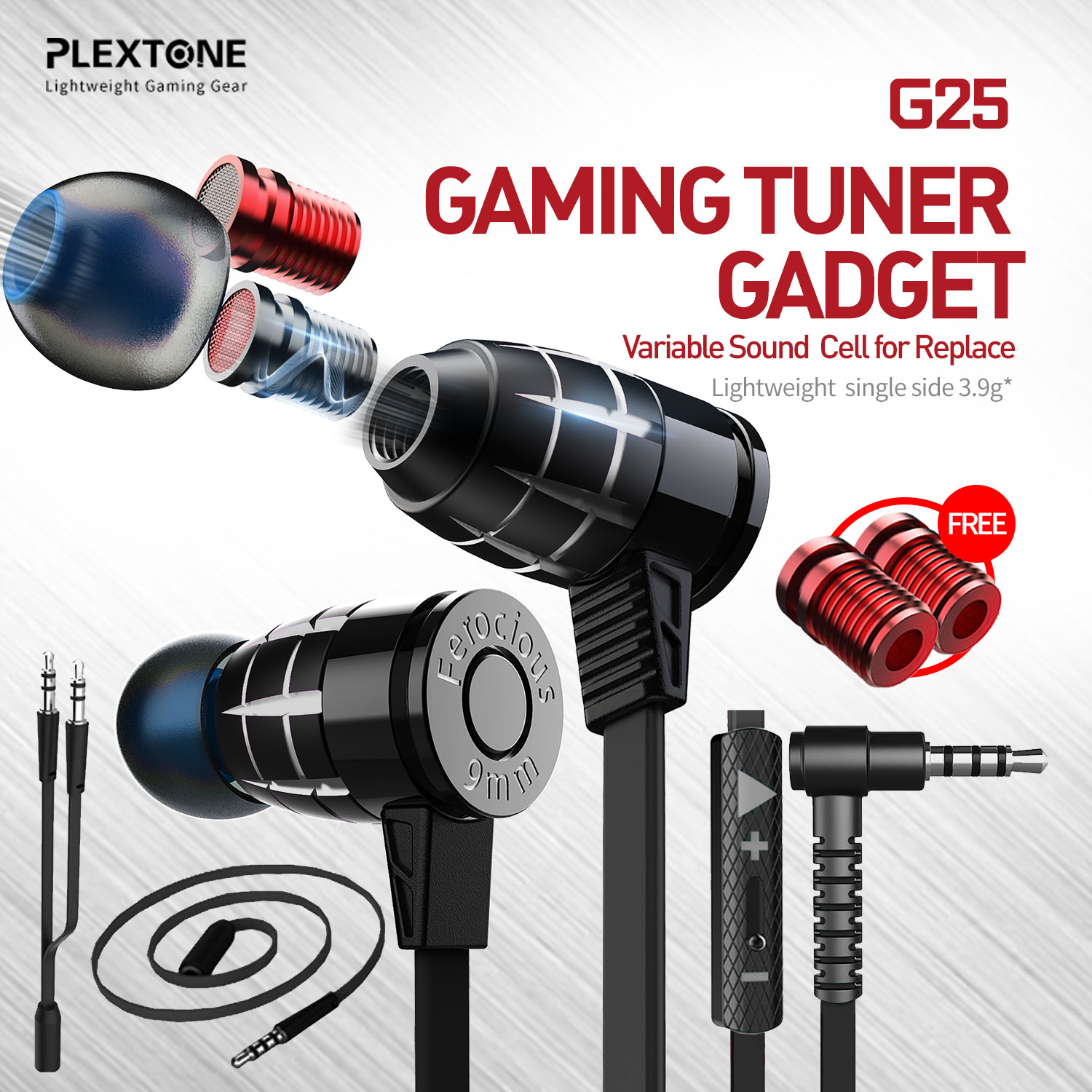 Tai phone, tai nghe headphone nhét tai cho Game thủ chuyên nghiệp Plextone G25, thiết kế độc đáo kèm nút biến đổi âm thanh(Variable Sound) hỗ trợ chống ồn mẫu mới 2020 nghe nhạc hay hơn tai nghe AKG. - Hàng Chính Hãng.