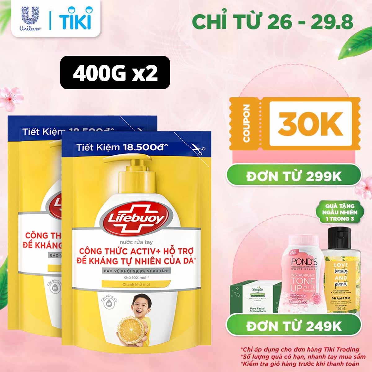 Combo 2 Nước rửa tay Lifebuoy chanh khử mùi túi 400g