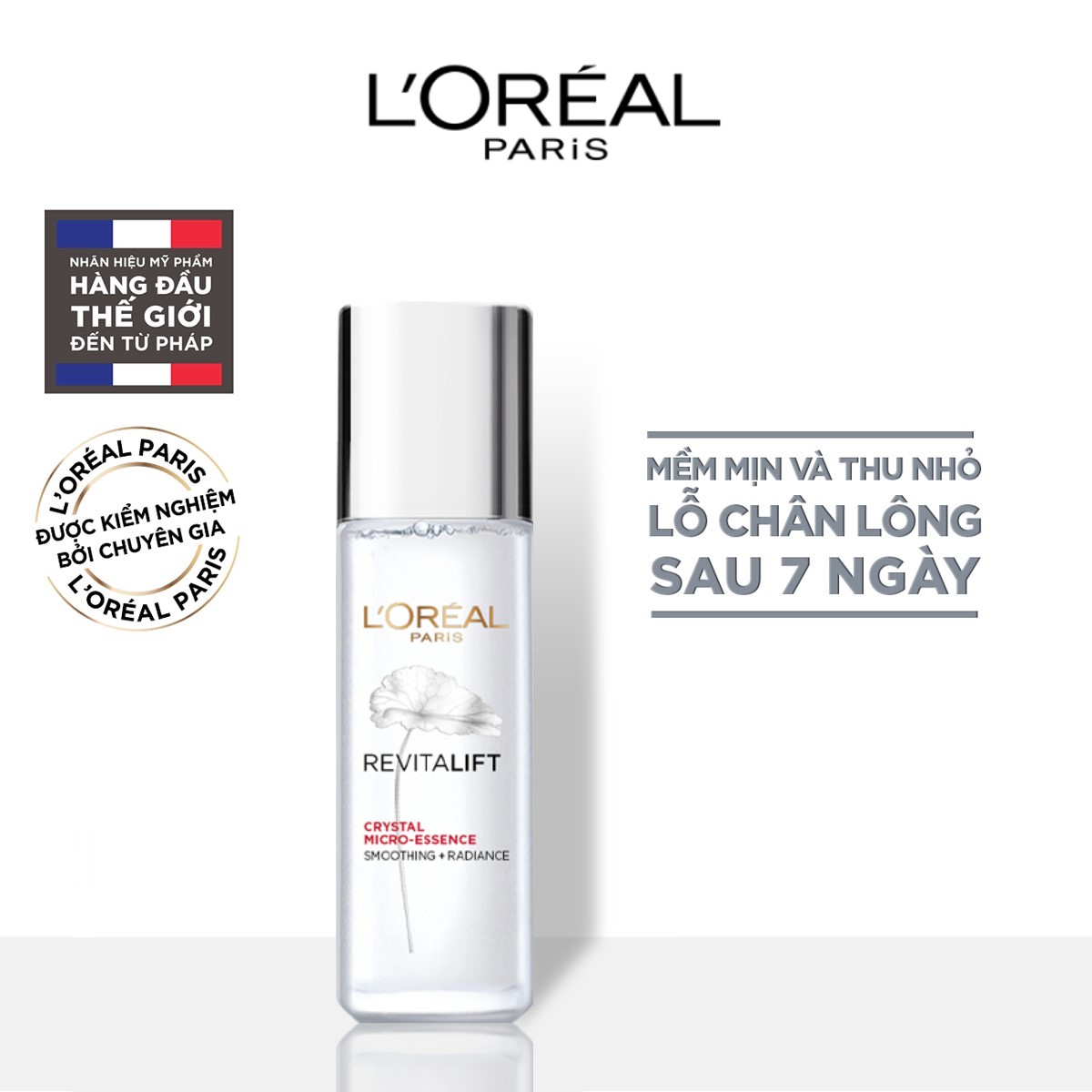 Bộ dưỡng ẩm thoáng mịn L'Oreal Paris (UV Perfect SPF50 PA+++ 30ml + Crystal Micro Essence 22ml+ Micellar Water 400ml)