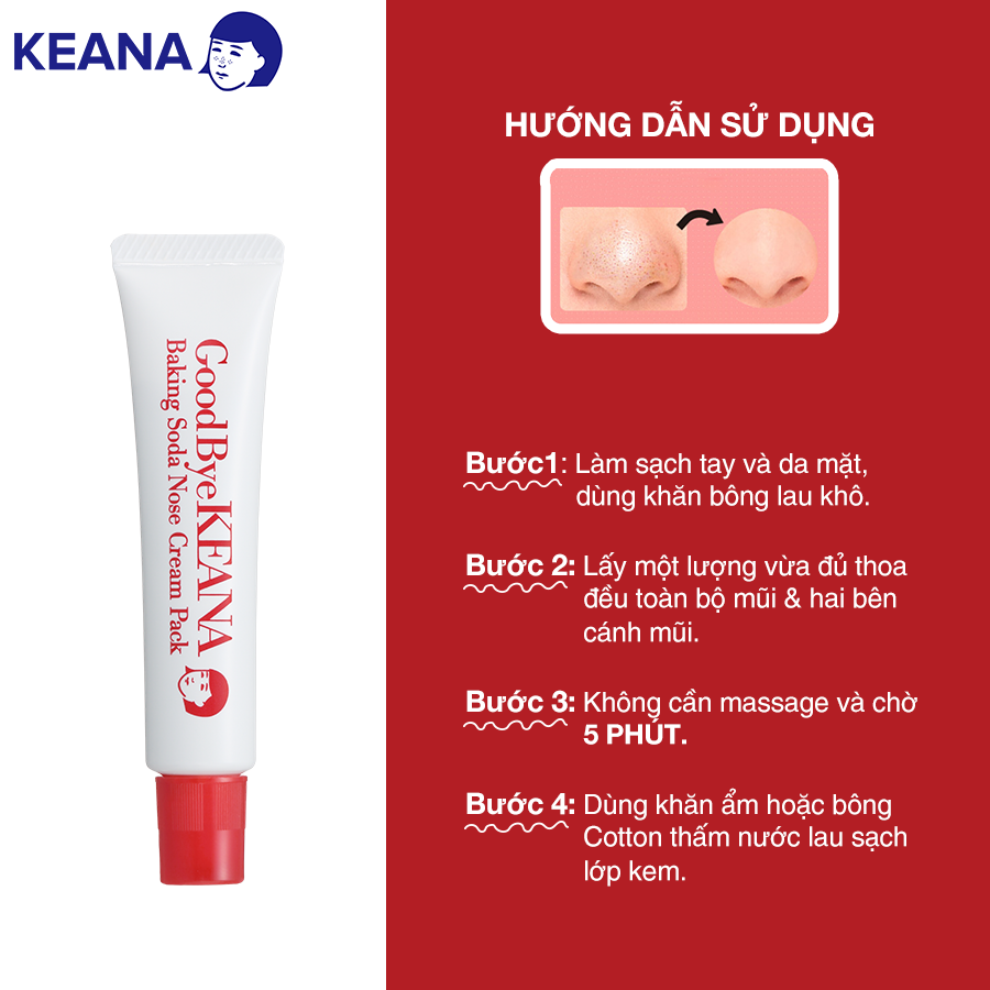 Kem Làm Giảm Mụn Đầu Đen Keana Baking Soda Nose Cream Pack (15G) - HÀNG CHÍNH HÃNG