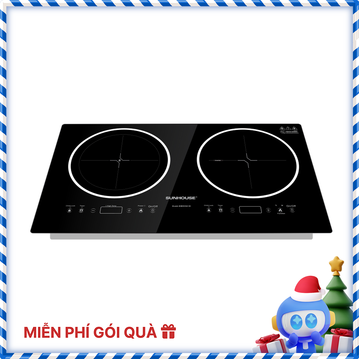 Bếp Âm Đôi Từ - Hồng Ngoại Sunhoue SHB9002-EC - Hàng Chính Hãng