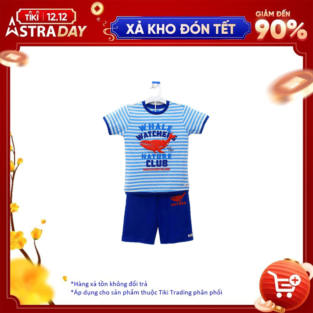 Bộ Đồ Lửng Bé Trai In Hình Cá Kavio Kids BS17-N3 - Xanh Blue Size 8