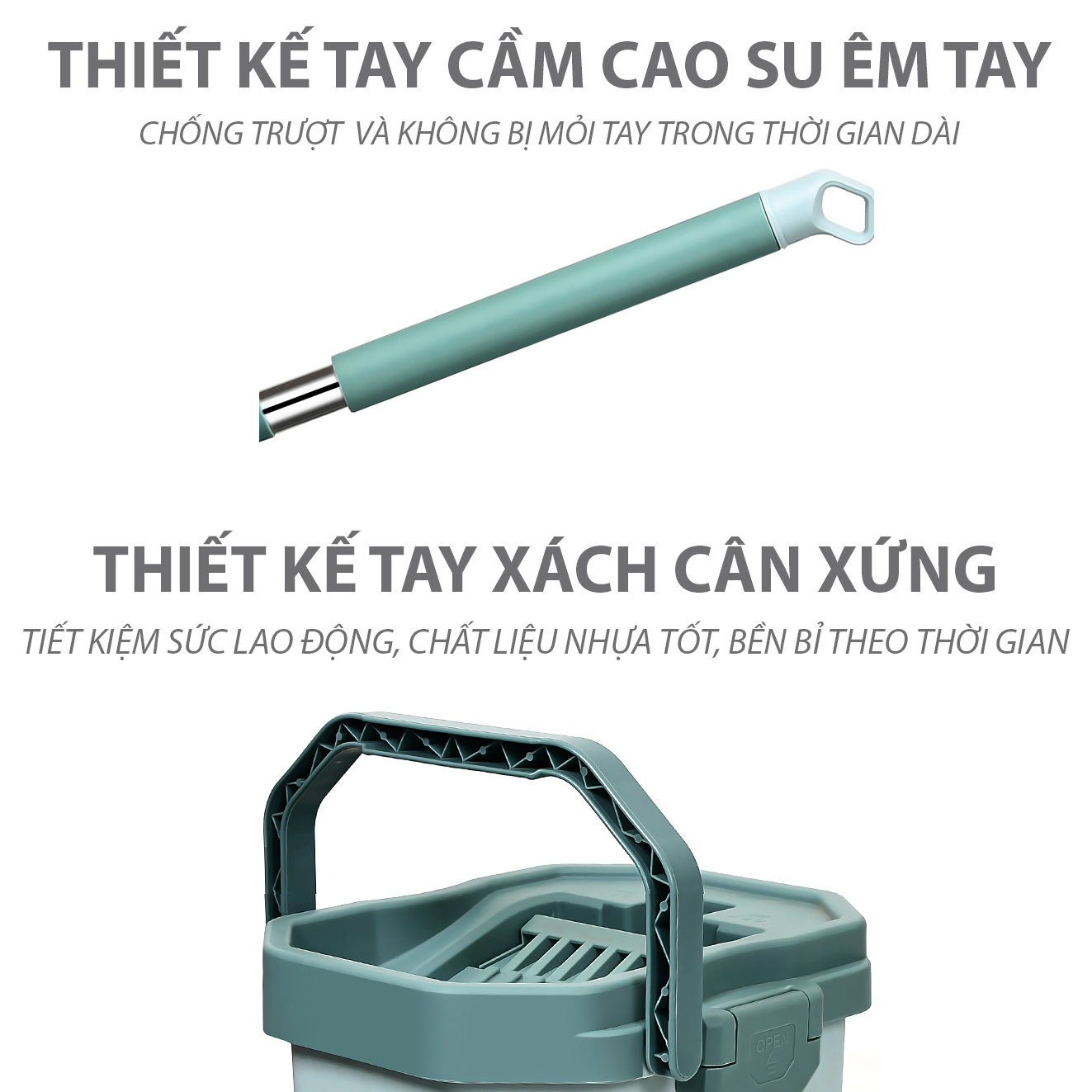 BỘ LAU NHÀ THÔNG MINH TỰ VẮT BLNREVIP hai ngăn vắt và giặt, xả nước tiện lợi ở đáy thùng, bông lau tĩnh điện MICRO FIBER 38cm có hai đầu móc chắc chắn, nắp thùng dễ tháo rời vệ sinh