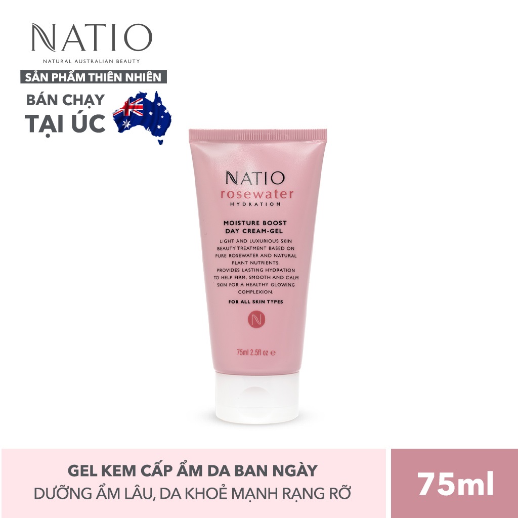 Gel Kem Cấp Ẩm Da Ban Ngày Natio Rosewater Hydration Moisture Boost Day Cream-Gel 75ml