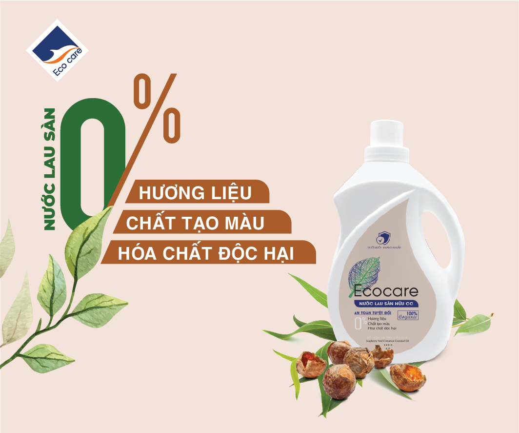 Nước lau sàn Hữu cơ Ecocare đuổi muỗi tinh dầu Quế 2000ml