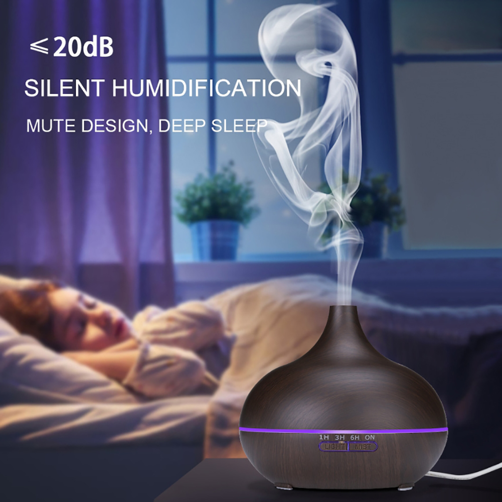 Máy khuếch tán tinh dầu giọt nước lớn gỗ nâu Lorganic FX2023 + tinh dầu sả chanh + tinh dầu cam Lorganic / Phun sương sóng siêu âm.
