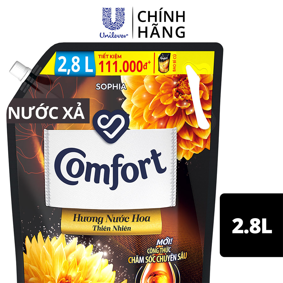 Nước Xả Vải Comfort Giữ Màu &amp; Bền Vải Một Lần Xả Hương Sophia túi 2.8L