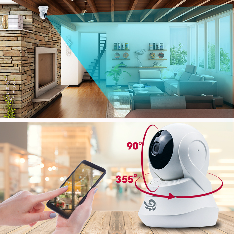 Camera Wifi 360 Độ Quan Sát Trong Nhà - 1080 FULL HD - Dễ Dàng Cài Đặt - Xem Cùng Lúc 4 Camera - Hàng Chính Hãng