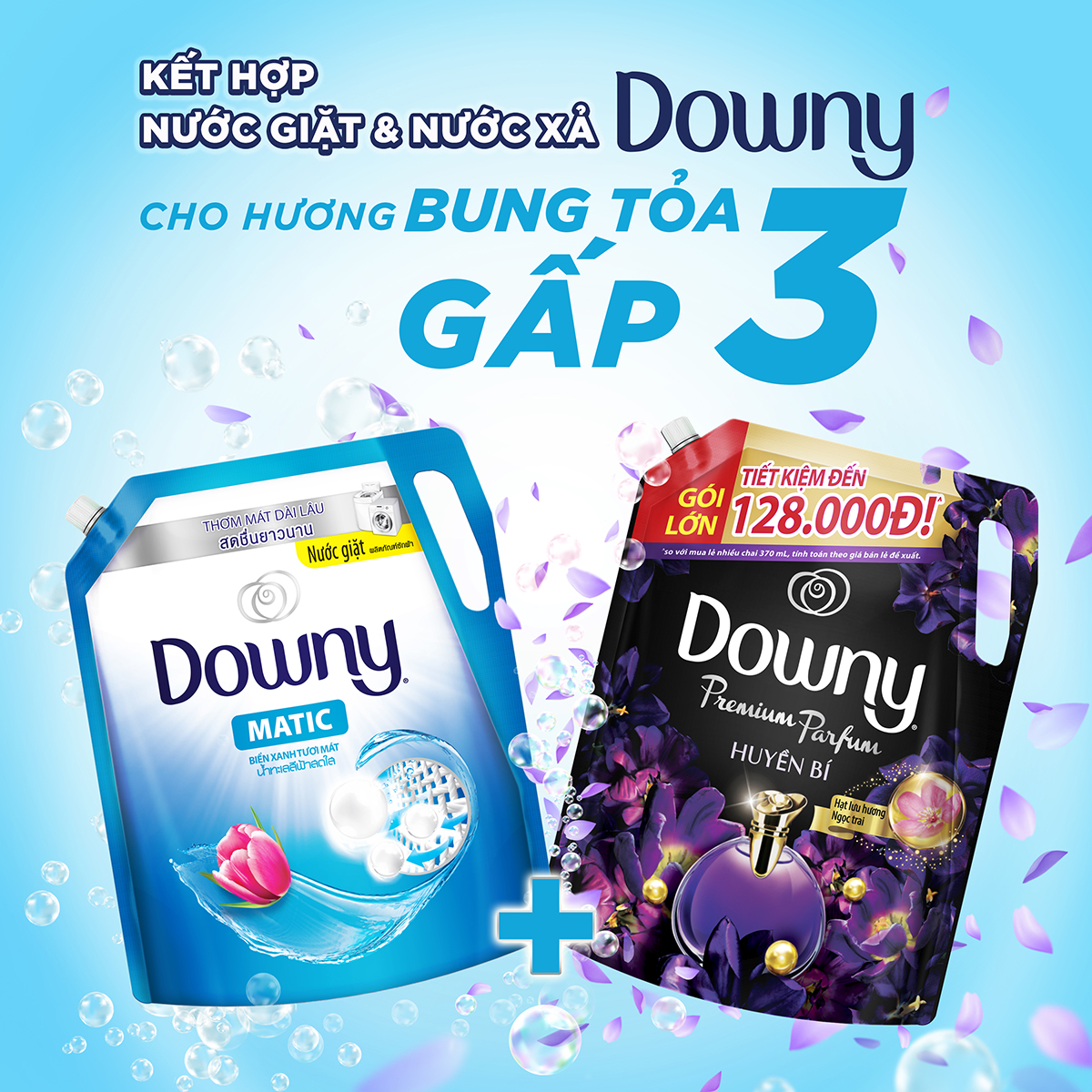 Nước giặt Downy Matic biển xanh tươi mát túi 3.25kg - [4902430787383]