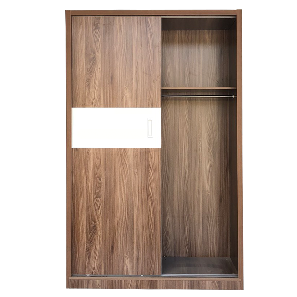 Tủ Áo Cửa Lùa 1m2 Gỗ MDF Melamine Màu Óc Chó Sọc Trắng