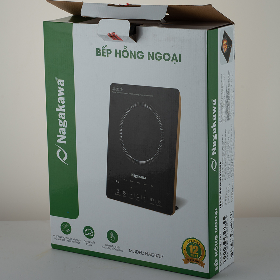 Bếp Hồng Ngoại Cảm ứng Nagakawa NAG0707 (2000W) - Kèm Vỉ nướng - Hàng Chính Hãng