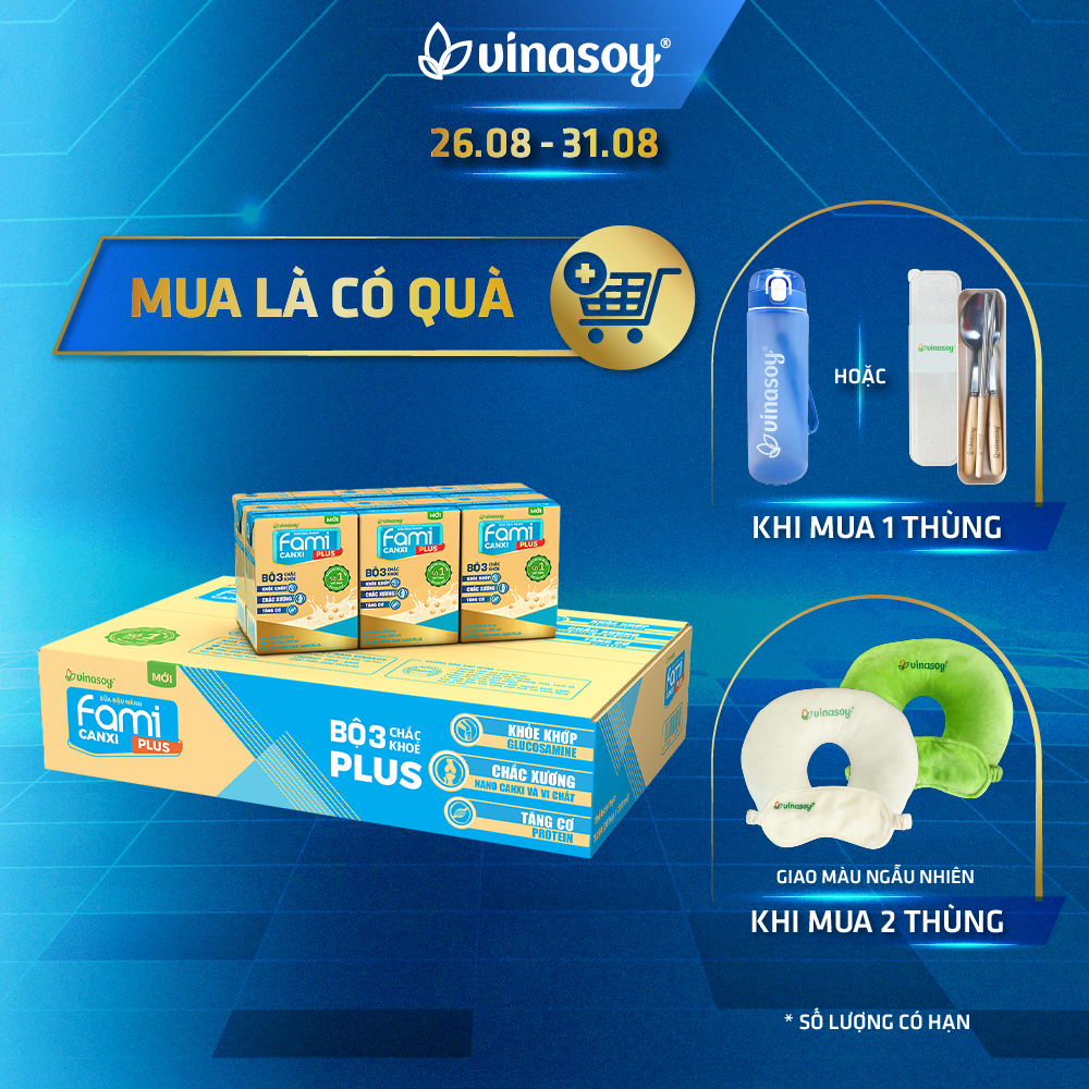 Thùng sữa đậu nành Fami Canxi Plus  hộp (200ml x 36 hộp)