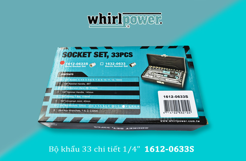 BỘ KHẨU 33 CHI TIẾT 1/4&quot; (HỘP SẮT) WHIRLPOWER