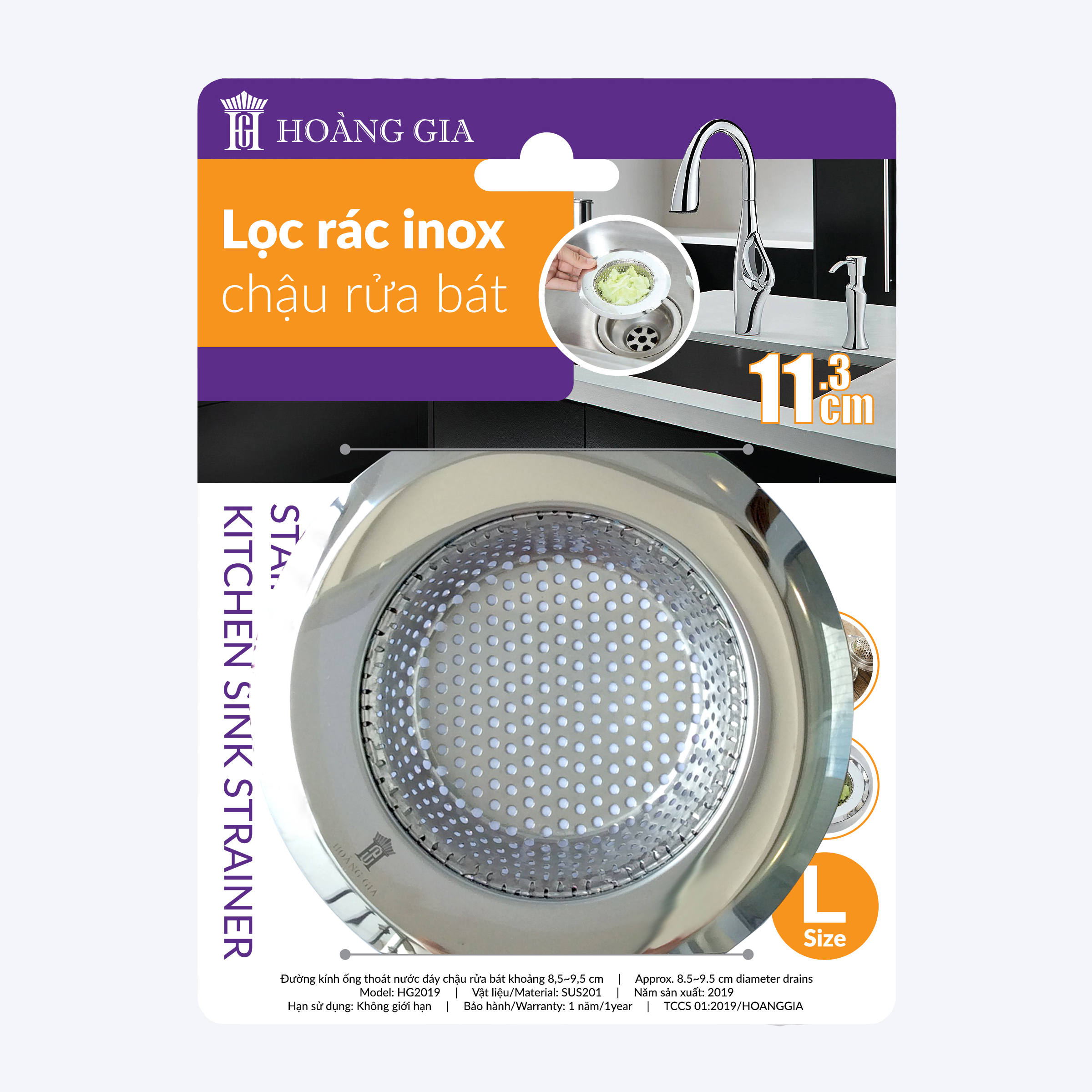 Bộ 02 Miếng Lọc Rác Inox Chặn rác inox Bồn Rửa Chén, Chậu Rửa Bát Cao Cấp Hoàng Gia - Inox 201 Cao Cấp Siêu Bền, Sang Trọng - Kích cỡ size L phù hợp với hầu hết các chậu rửa bát có trên thị trường, giúp chống tắc nghẽn bồn rửa bát