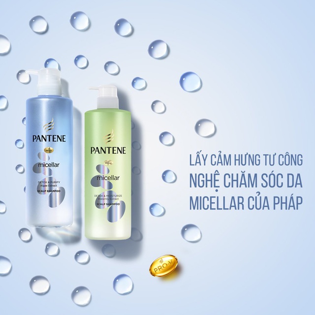 Dầu Gội Pantene Pro-V Micellar Làm sạch &amp; Dưỡng ẩm Chiết xuất Hoa súng 530 ml