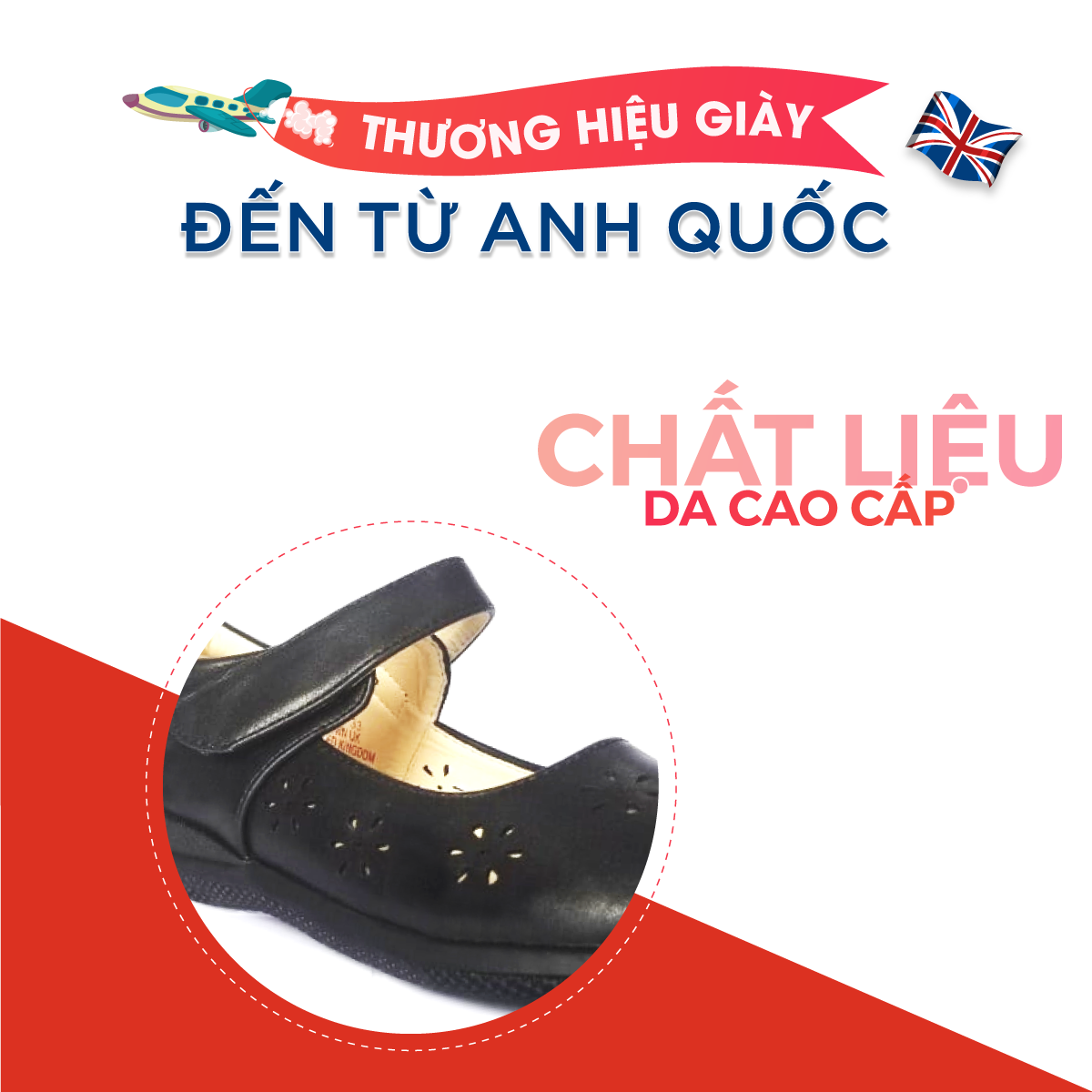 Giày Búp Bê Đi Học Bé Gái Crown Space UK School Shoes CRUK3029 Cao Cấp Nhẹ Êm Thoáng Mát Size 28-36/4-14 Tuổi