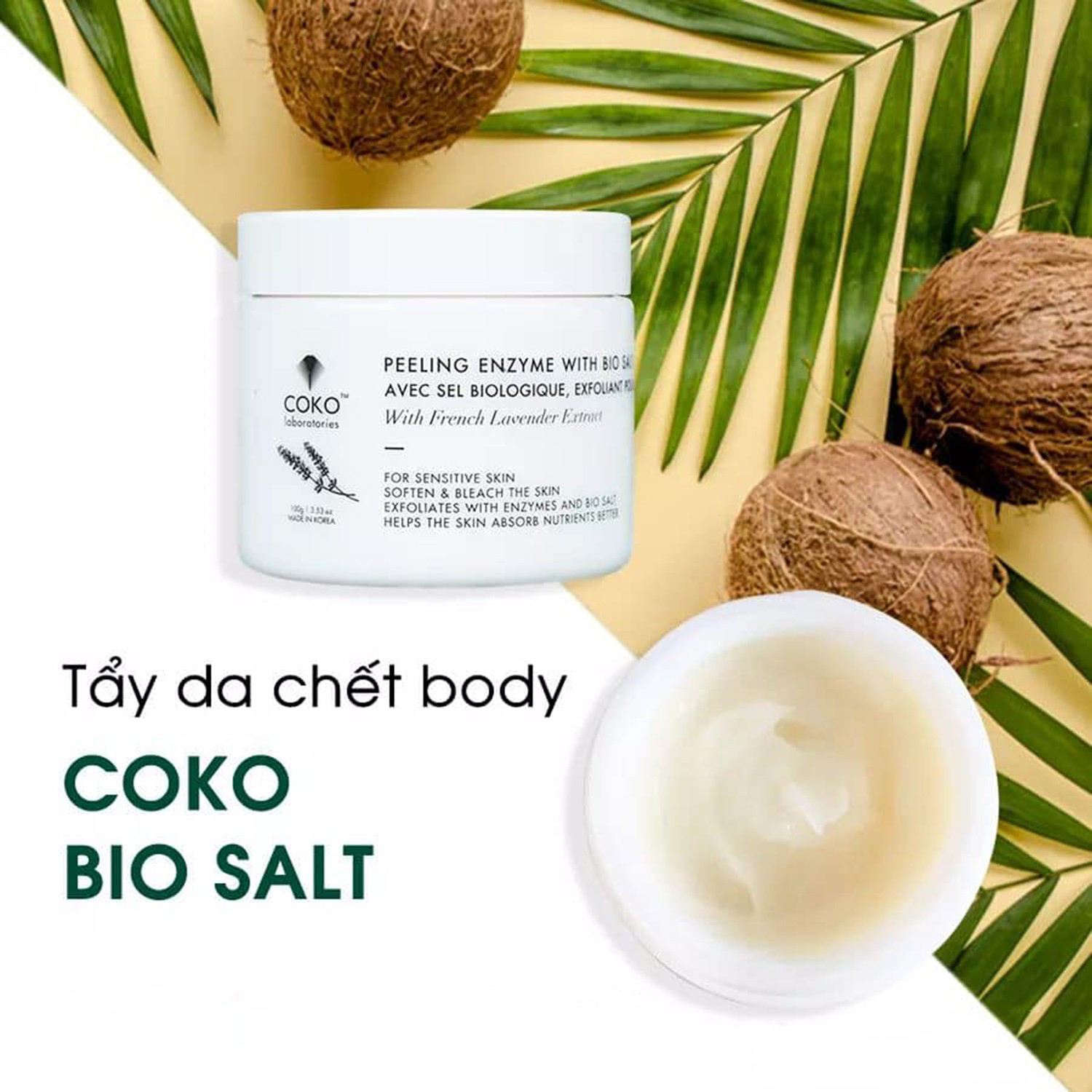 Tẩy Tế Bào Chết Toàn Thân Muối Sinh Học Coko Exfoliating Bio Salts For Body 100g Làm Sạch Nhờn, Cân Bằng Ẩm &amp; Chống Lão Hoá Cho Làn Da Tươi Sáng Mịn Màng - Hàng Chính Hãng