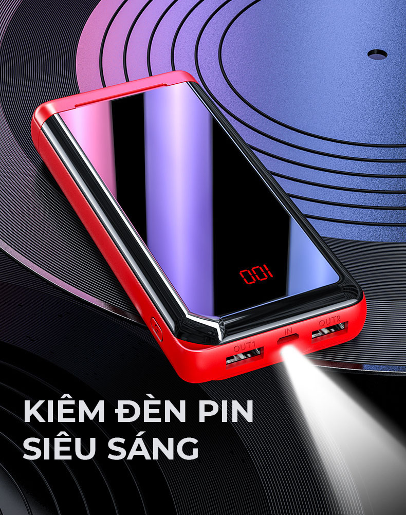 Tai nghe không dây Bluetooth KM-K100, kiêm Pin sạc dự phòng điện thoại dung lượng cao 10.000mAh - Hàng chính hãng