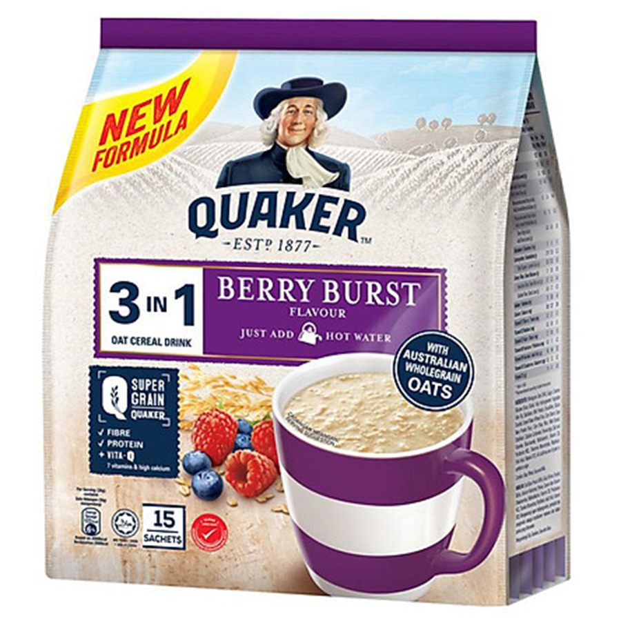 Combo 2 Thức Uống Yến Mạch Quaker 3in1 Vị Dâu Berry 450g