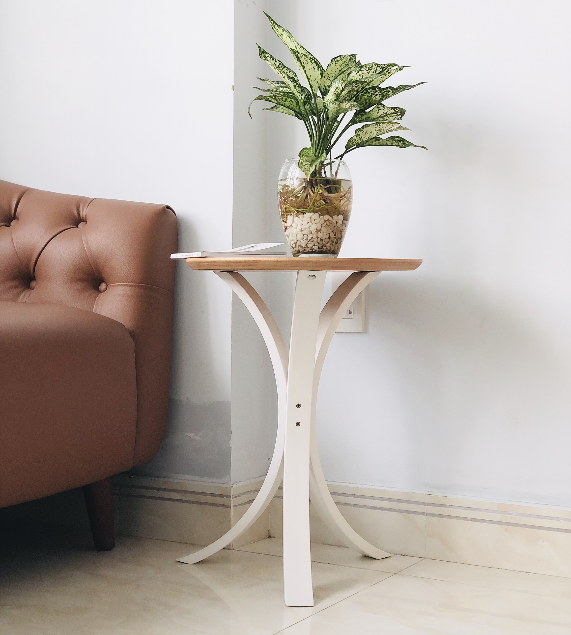 Bàn góc Plyconcept Joy Side Table - Oak and White