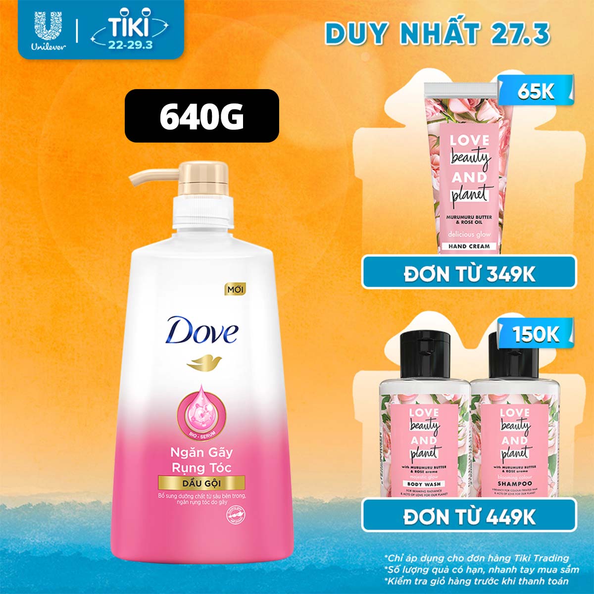 Dầu gội Dove Biotin Ngăn gãy rụng tóc 640g